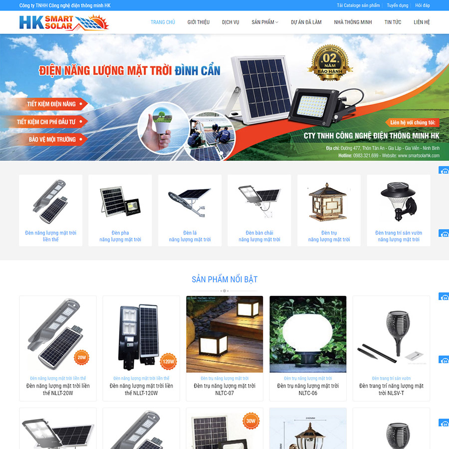 Mẫu giao diện website bán đèn năng lượng mặt trời - Theme wordpress