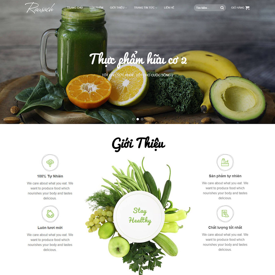 Mẫu giao diện website thực phẩm hữu cơ - theme wordpress