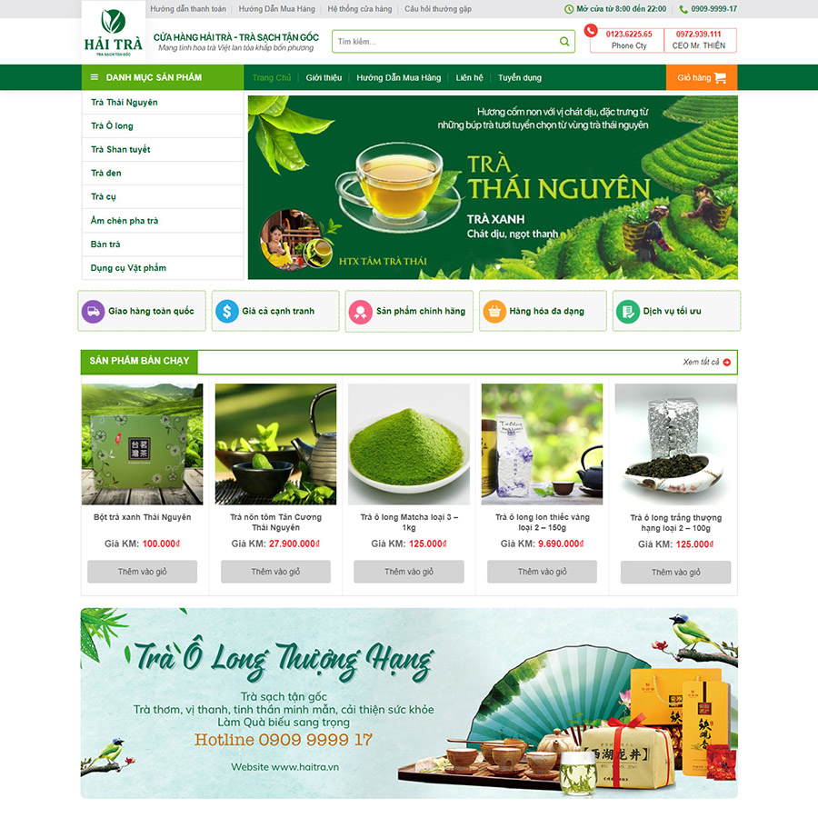 Theme wordpress - mẫu giao diện web bán trà xanh