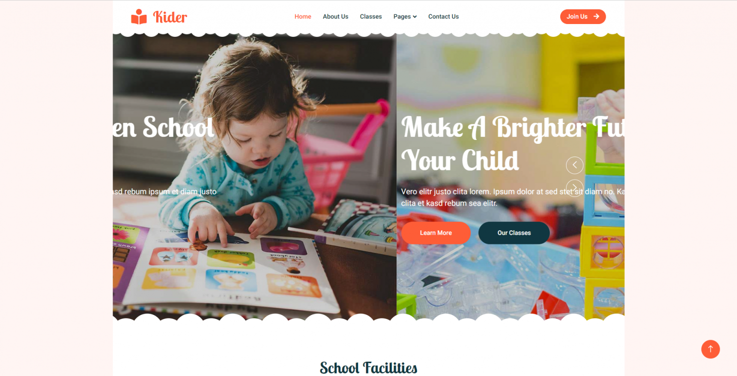 Giao diện Kinder child - mẫu trang web giáo dục bootstrap 5 miễn phí