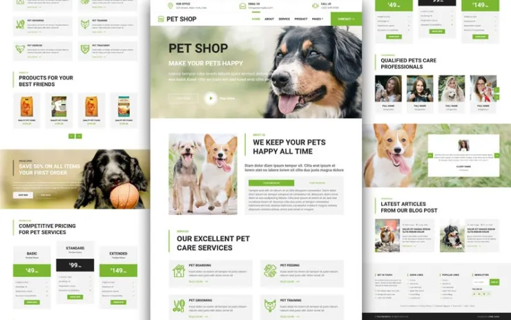 PET SHOP - Mẫu trang web cửa hàng thú cưng