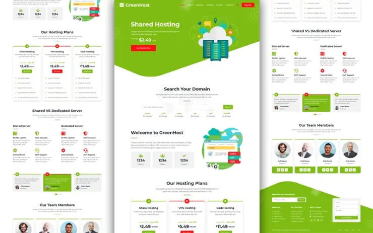 Chia sẻ Template bán Hosting GreenHost HTML miễn phí