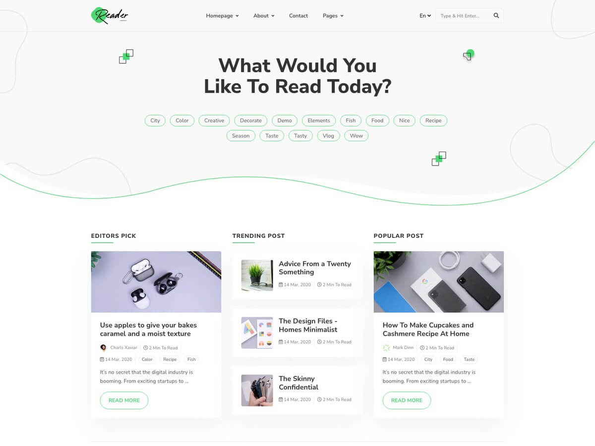 Chia sẻ giao diện blog Reader bootstrap 4